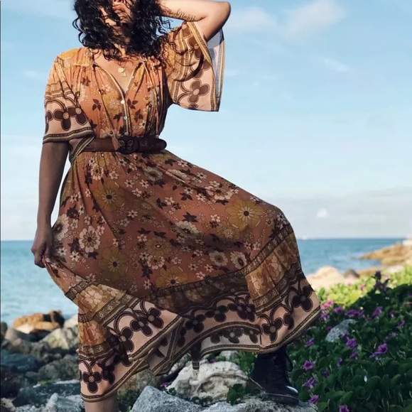 Boho Floral Gypsy Print Maxi Dress Wild Bloom - Picture 4 of 14